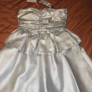Aniye By. Silver Strapless Dress Sz6